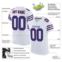 White Royal-Red Classic Mesh Authentic Football Jersey 2