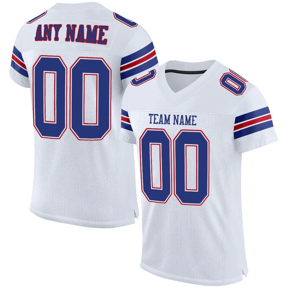 White Royal-Red Classic Mesh Authentic Football Jersey