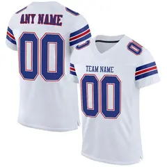 White Royal-Red Classic Mesh Authentic Football Jersey 1