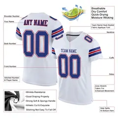 White Royal-Red Classic Mesh Authentic Football Jersey 2