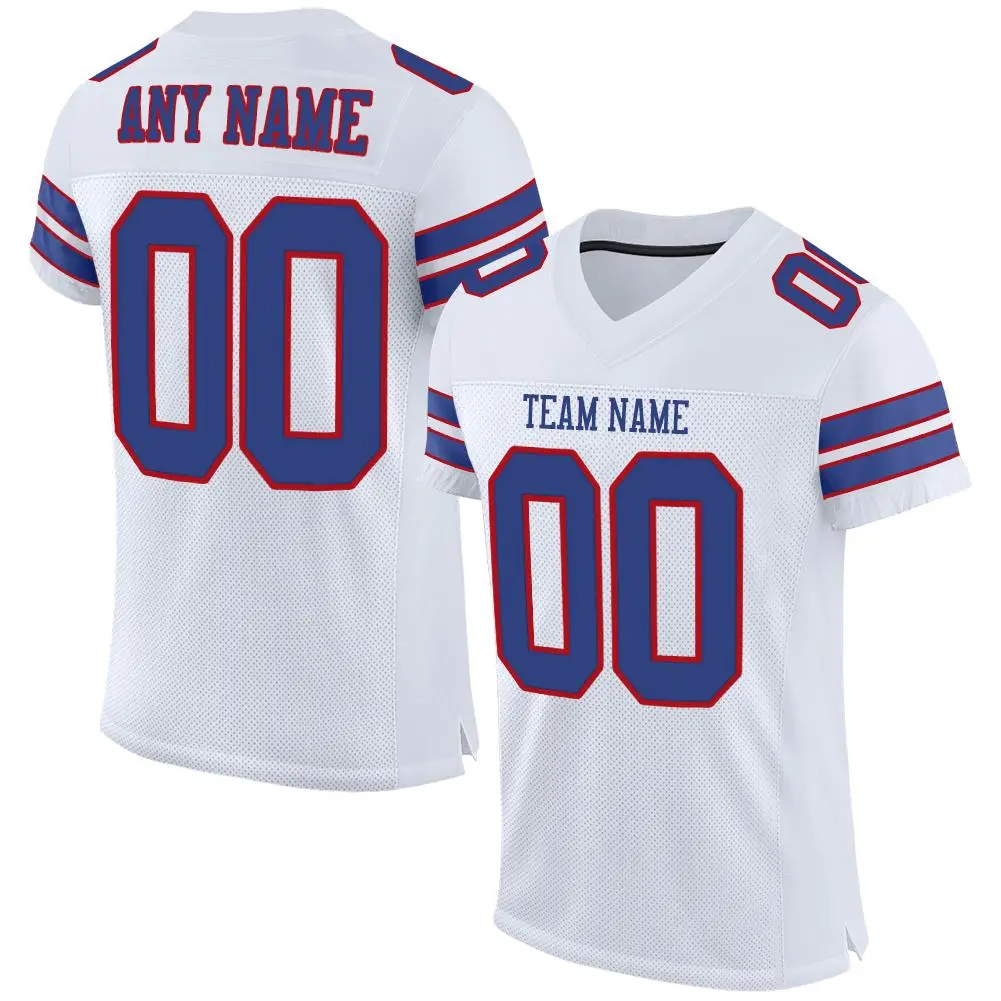 White Royal-Red Classic Mesh Authentic Football Jersey