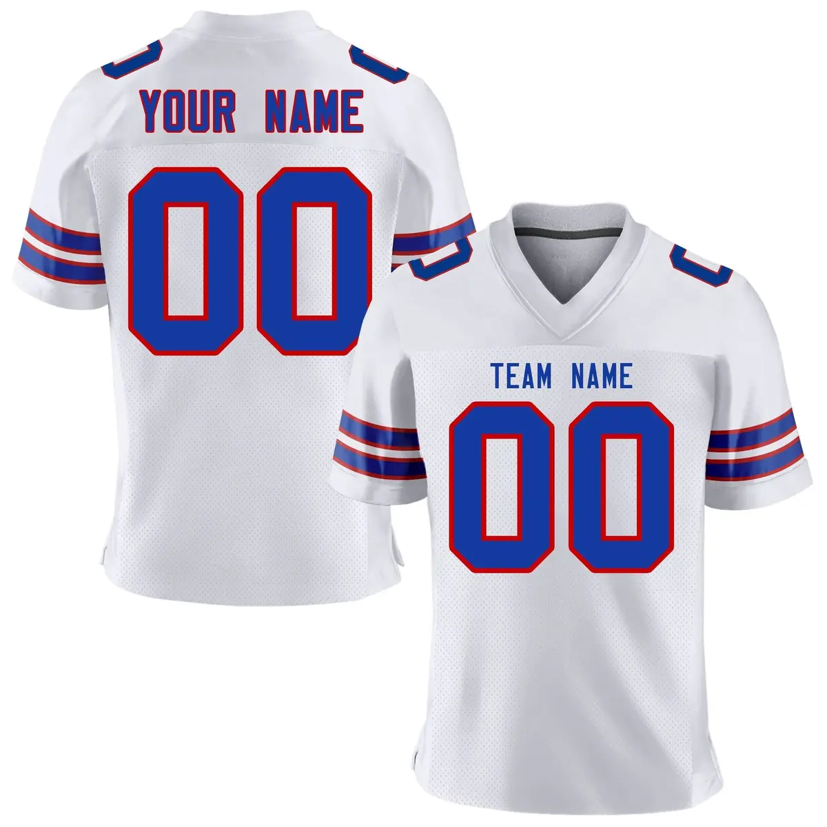 White Royal-Red Classic Mesh Authentic Football Jersey