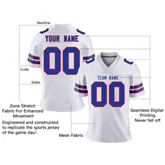 White Royal-Red Classic Mesh Authentic Football Jersey 2