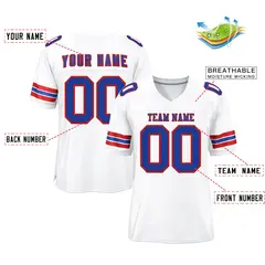 White Royal-Red Classic Mesh Authentic Football Jersey 2