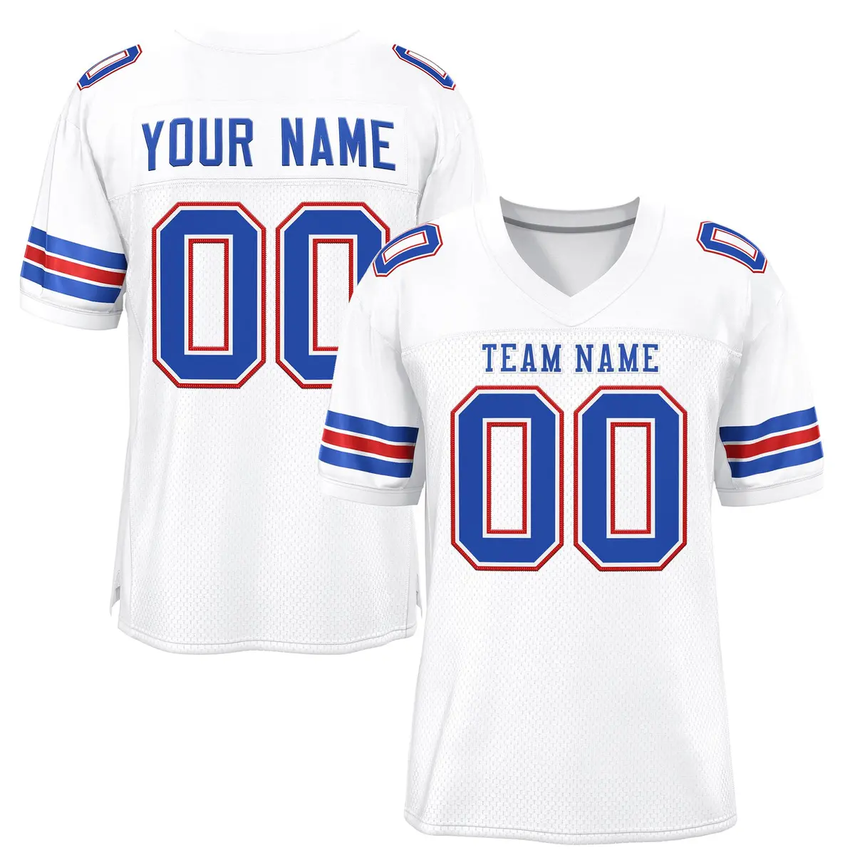 White Royal-Red Classic Mesh Authentic Football Jersey