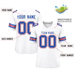White Royal-Red Classic Mesh Authentic Football Jersey 2