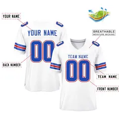 White Royal-Red Classic Mesh Authentic Football Jersey 2