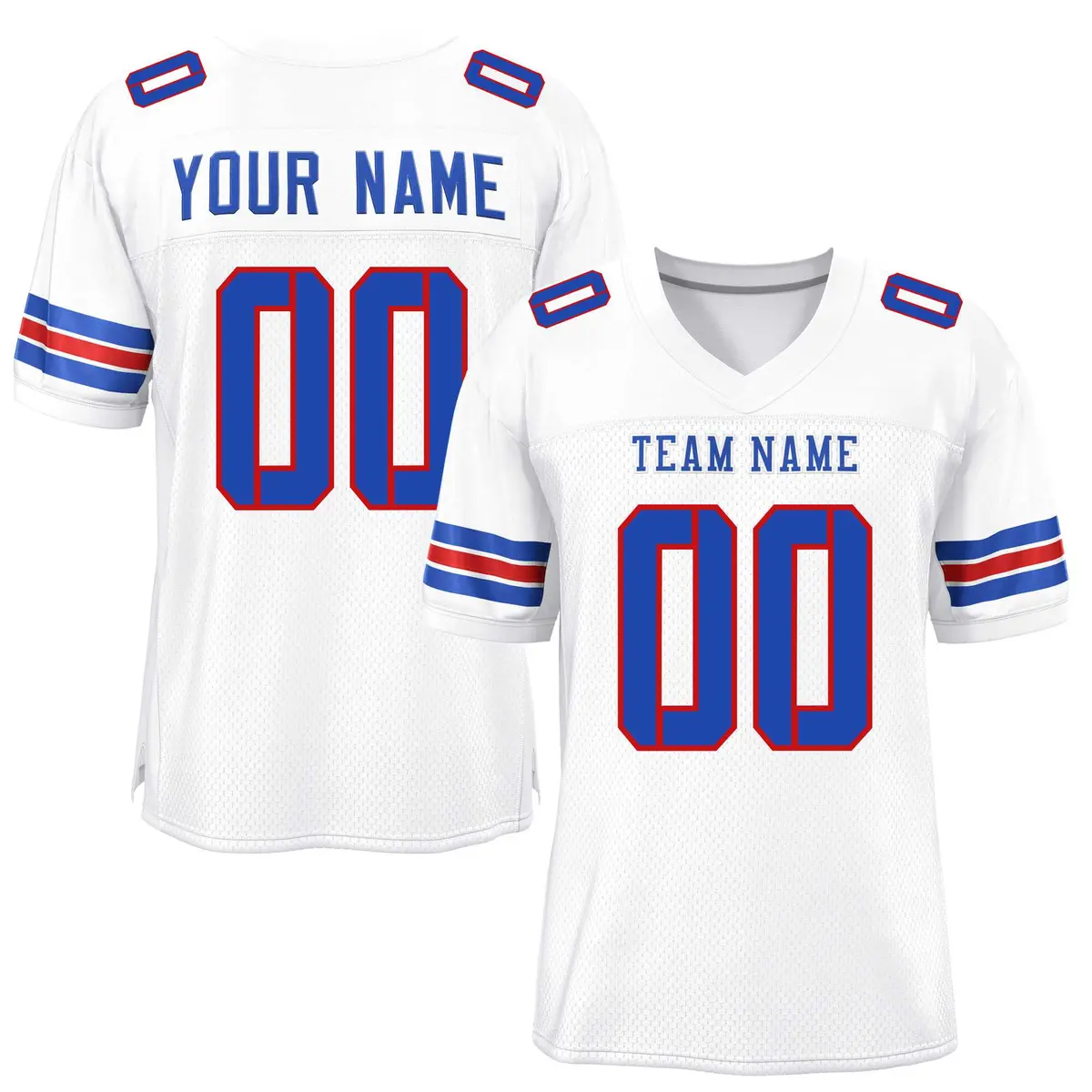 White Royal-Red Classic Mesh Authentic Football Jersey