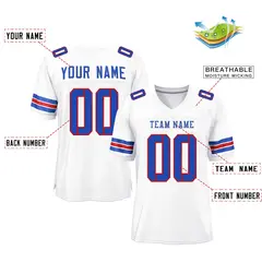 White Royal-Red Classic Mesh Authentic Football Jersey 2