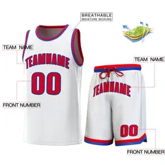 White Royal-Red Classic Sets Basketball Jersey 2