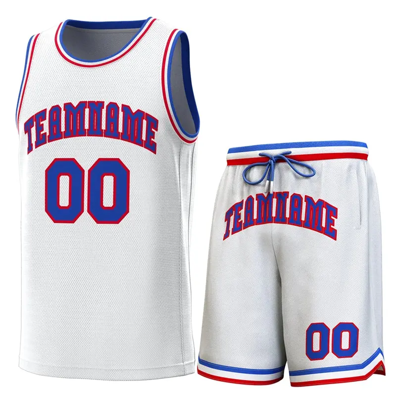 White Royal-Red Classic Sets Basketball Jersey