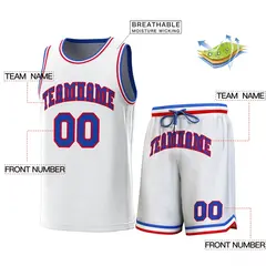 White Royal-Red Classic Sets Basketball Jersey 2