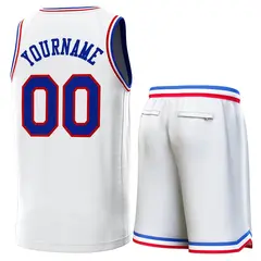 White Royal-Red Classic Sets Basketball Jersey 3