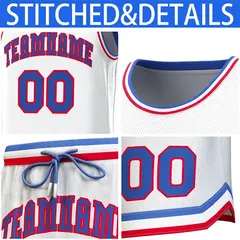 White Royal-Red Classic Sets Basketball Jersey 6