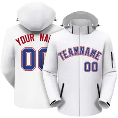 White Royal-Red Classic Style Waterproof Jacket