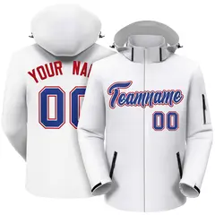 White Royal-Red Classic Style Waterproof Jacket