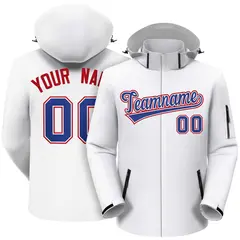 White Royal-Red Classic Style Waterproof Jacket