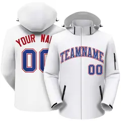 White Royal-Red Classic Style Waterproof Jacket