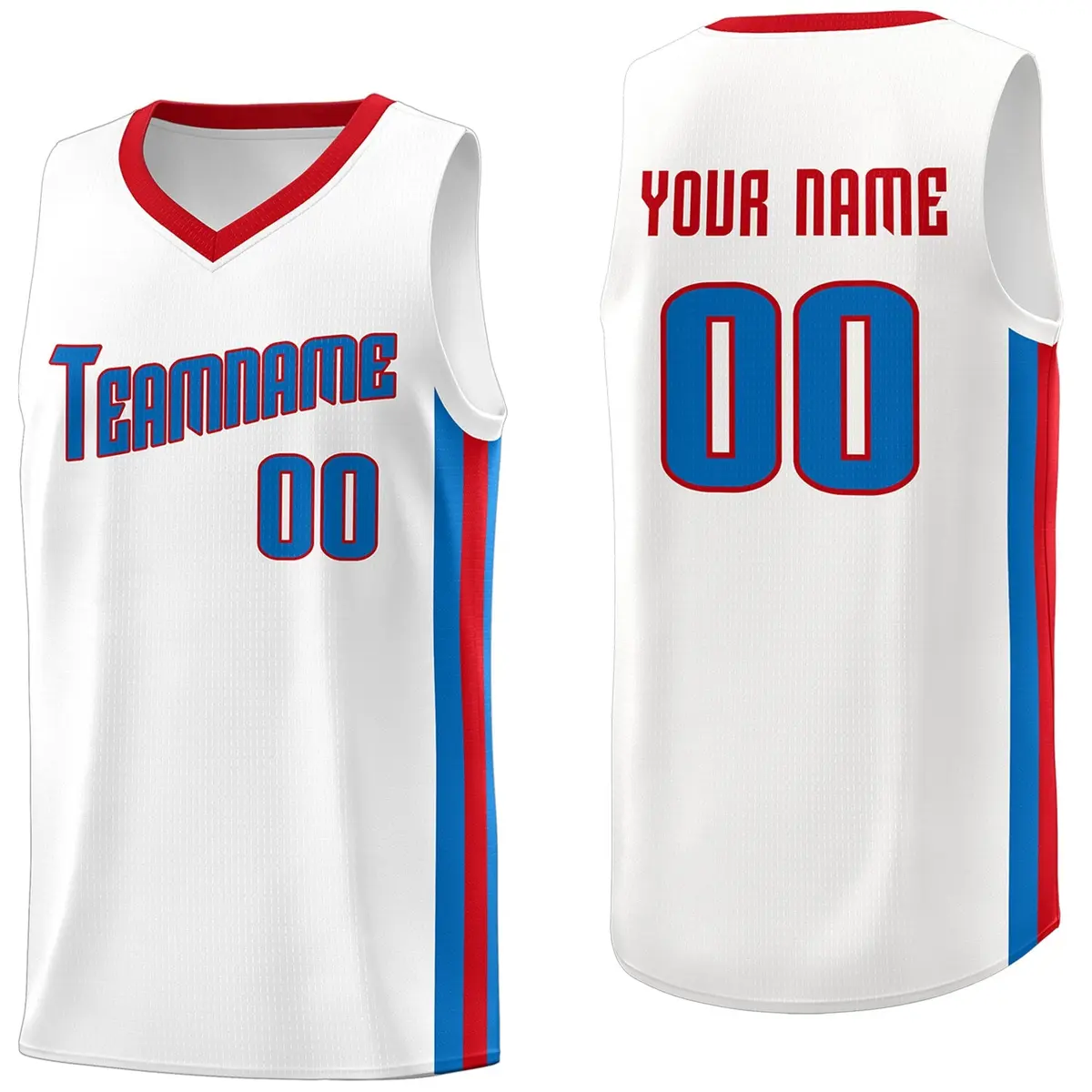 White Royal Red Classic Tank Top Basketball Jersey