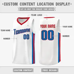 White Royal Red Classic Tank Top Basketball Jersey 2