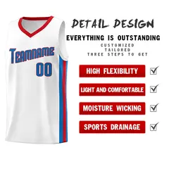 White Royal Red Classic Tank Top Basketball Jersey 4