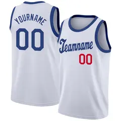White Royal-Red Classic Tops Men/Boy Basketball Jersey