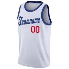 White Royal-Red Classic Tops Men/Boy Basketball Jersey 5