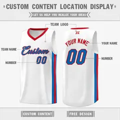 White Royal-Red Classic Tops Mesh Sport Basketball Jersey 2