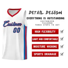 White Royal-Red Classic Tops Mesh Sport Basketball Jersey 4