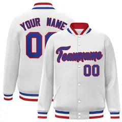 White Royal-Red Classic Varsity Full-Snap Letterman Jacket