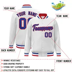 White Royal-Red Classic Varsity Full-Snap Letterman Jacket 2