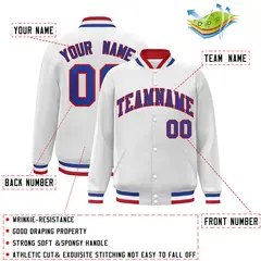 White Royal-Red Classic Varsity Full-Snap Letterman Jacket 2
