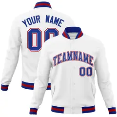 White Royal-Red Classic Varsity Full-Snap Letterman Jacket