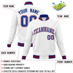 White Royal-Red Classic Varsity Full-Snap Letterman Jacket 4