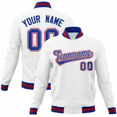 White Royal-Red Classic Varsity Full-Snap Letterman Jacket