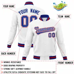 White Royal-Red Classic Varsity Full-Snap Letterman Jacket 4