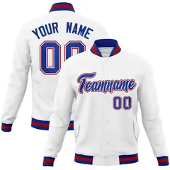 White Royal-Red Classic Varsity Full-Snap Letterman Jacket