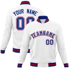 White Royal-Red Classic Varsity Full-Snap Letterman Jacket