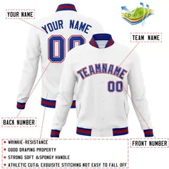 White Royal-Red Classic Varsity Full-Snap Letterman Jacket 4