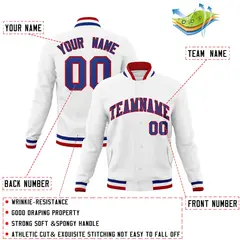 White Royal-Red Classic Varsity Full-Snap Letterman Jacket 4