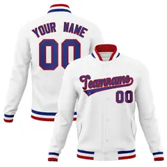 White Royal-Red Classic Varsity Full-Snap Letterman Jacket 1