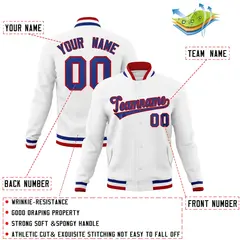 White Royal-Red Classic Varsity Full-Snap Letterman Jacket 4