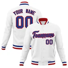 White Royal-Red Classic Varsity Full-Snap Letterman Jacket