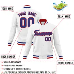 White Royal-Red Classic Varsity Full-Snap Letterman Jacket 4