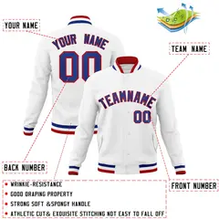 White Royal-Red Classic Varsity Full-Snap Letterman Jacket 4