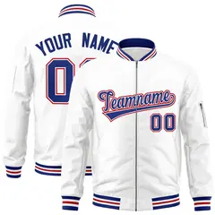 White Royal-Red Full-Zip Varsity Letterman Bomber Jacket 1