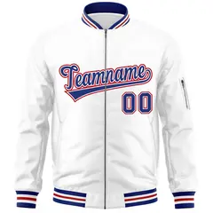 White Royal-Red Full-Zip Varsity Letterman Bomber Jacket 3