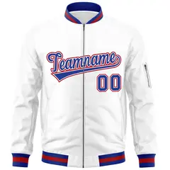 White Royal-Red Full-Zip Varsity Letterman Bomber Jacket 3