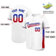 White Royal-Red Gradient Side Baseball Jersey 2