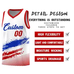 White Royal Red Graffiti Basketball Jersey 2